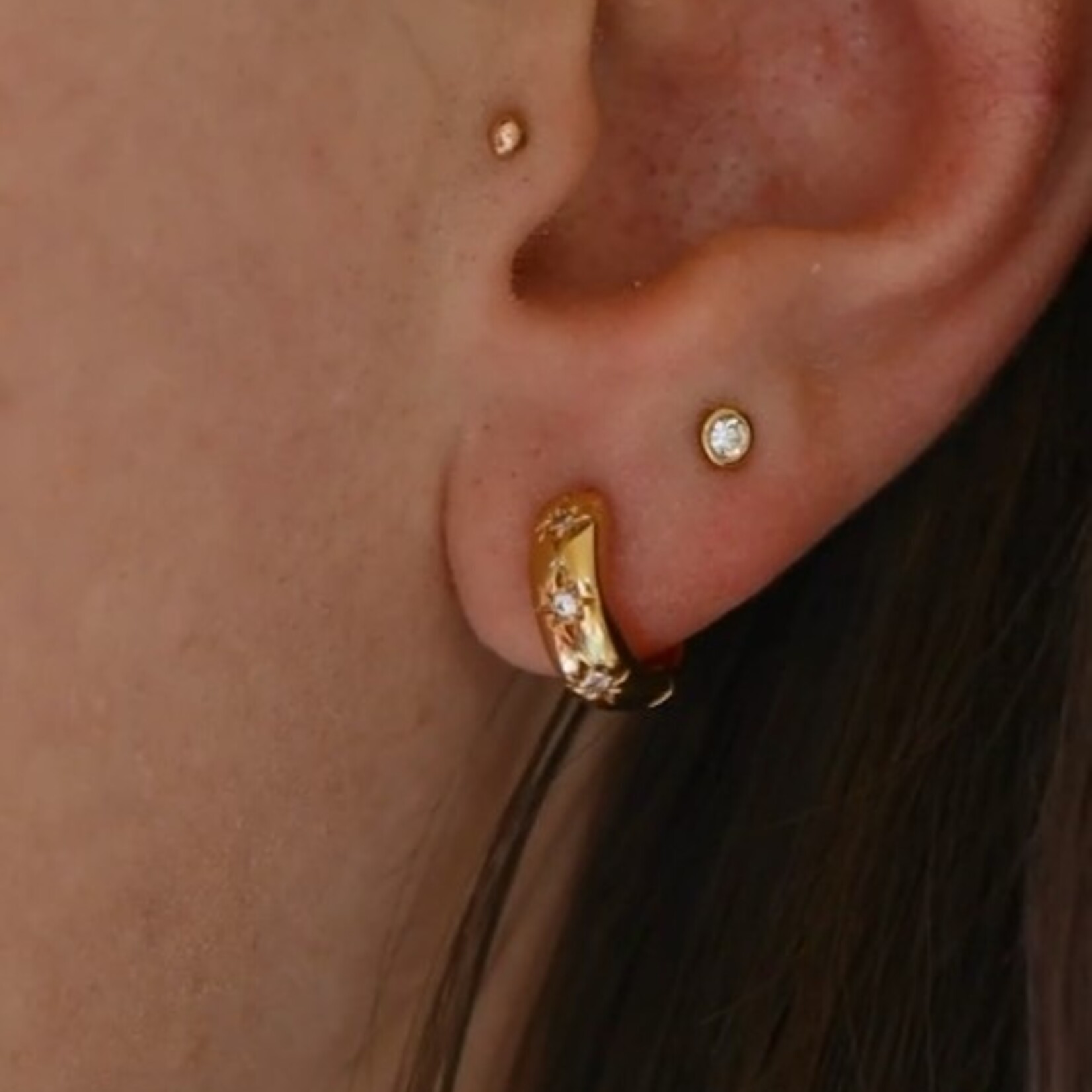 Stargazer Huggie Hoops Earrings · Gold