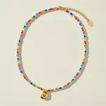 Rainbow Bubble Letter Initial Necklace · Gold ·