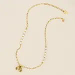 Pearl Bubble Letter Initial Necklace · Gold ·