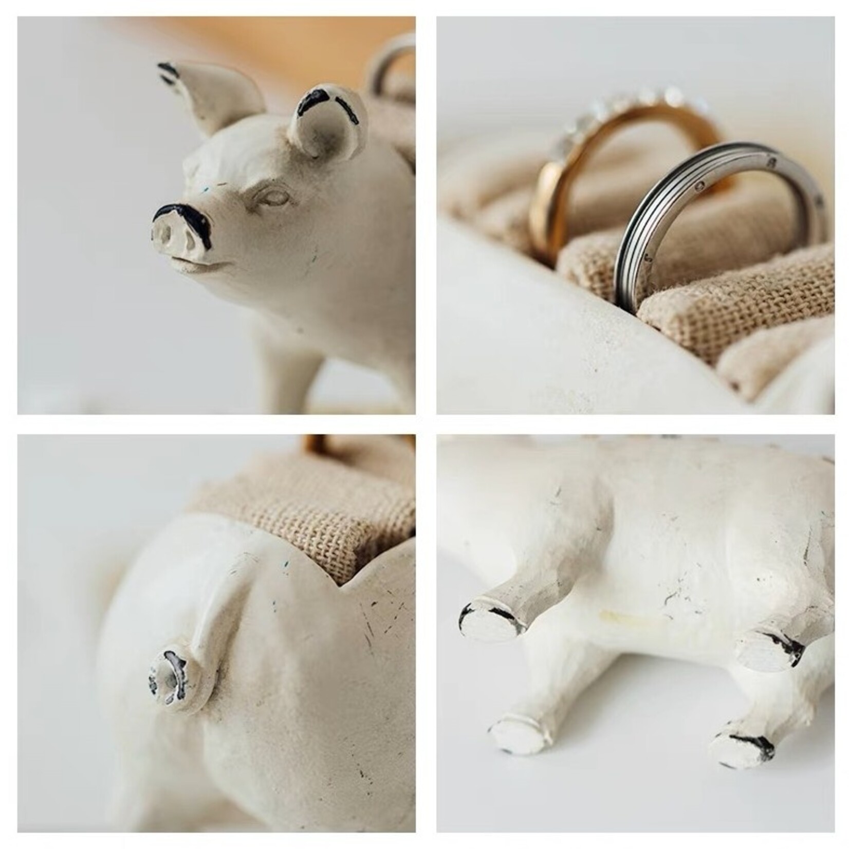 Vagabond Vintage Pig Jewelry Holder | White