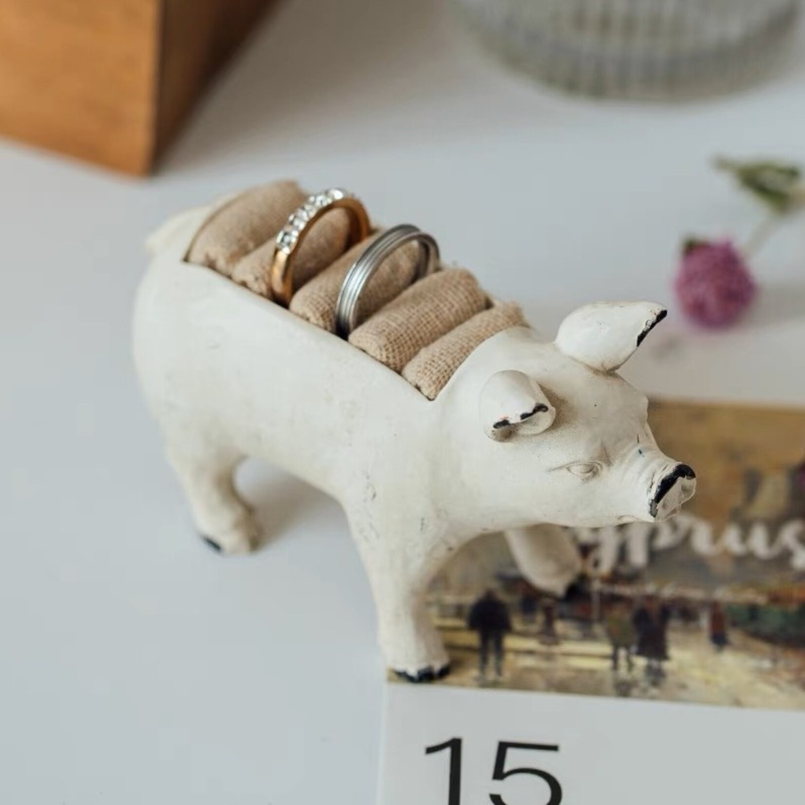 Vagabond Vintage Pig Jewelry Holder | White