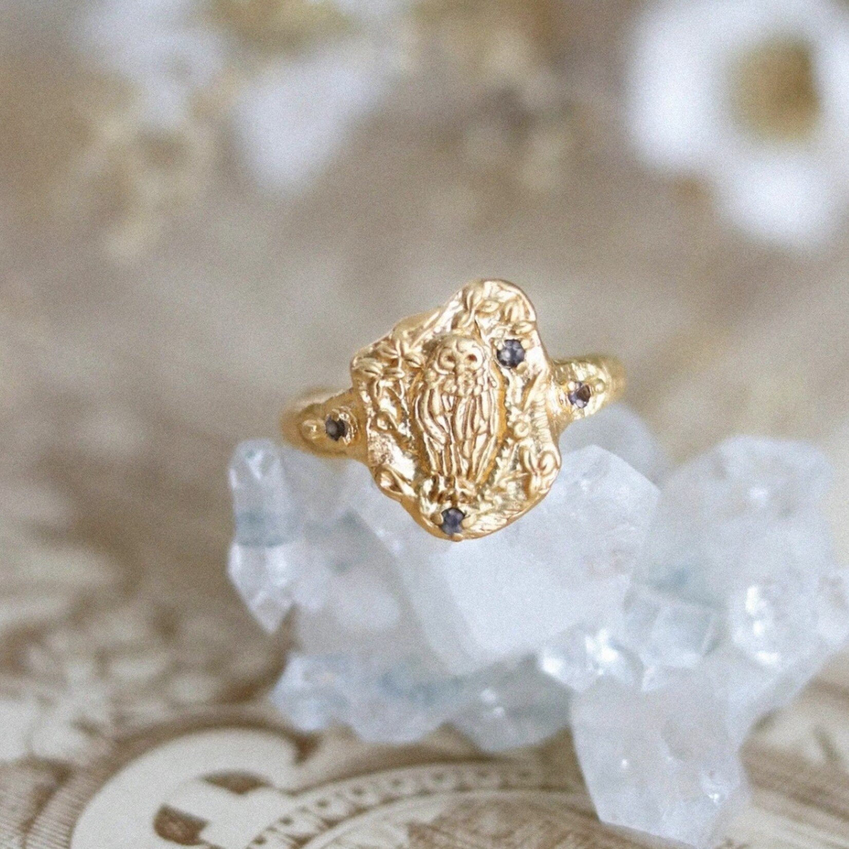 *Soul Wisdom Owl Ring · 22K Gold Vermeil · 6
