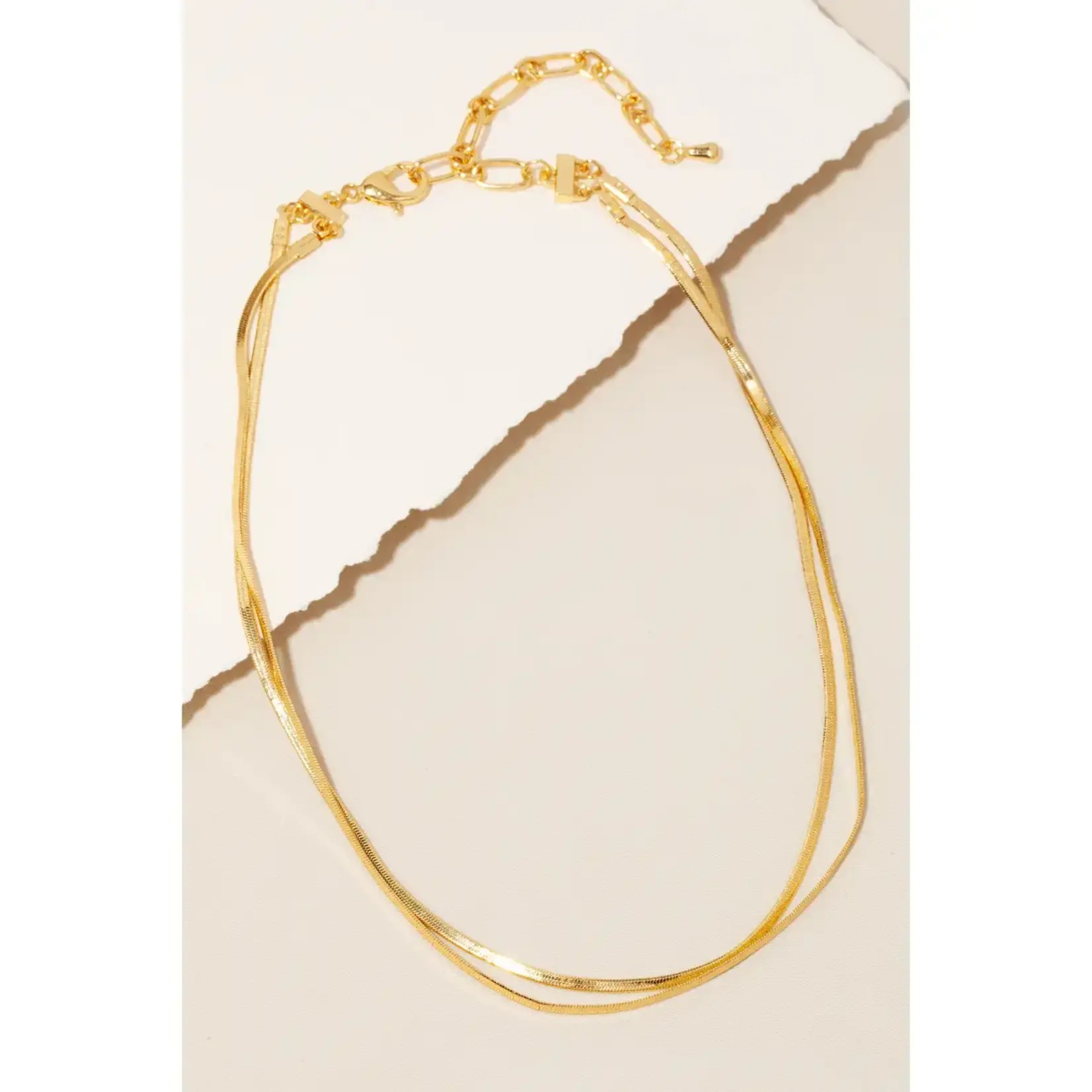 *Layered Metallic Flat Chains Necklace · Gold