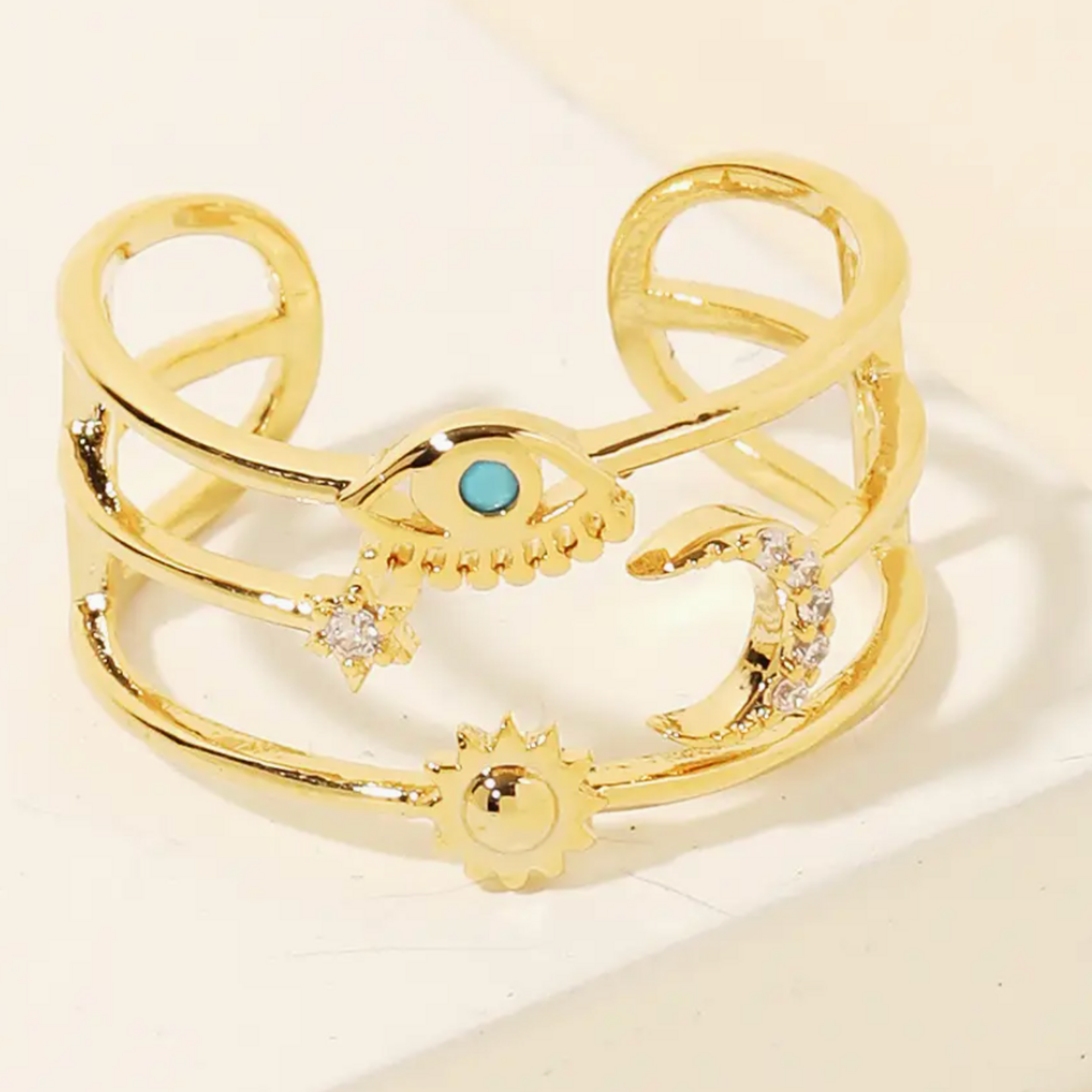 *Triple Strand Eye Ring · Gold