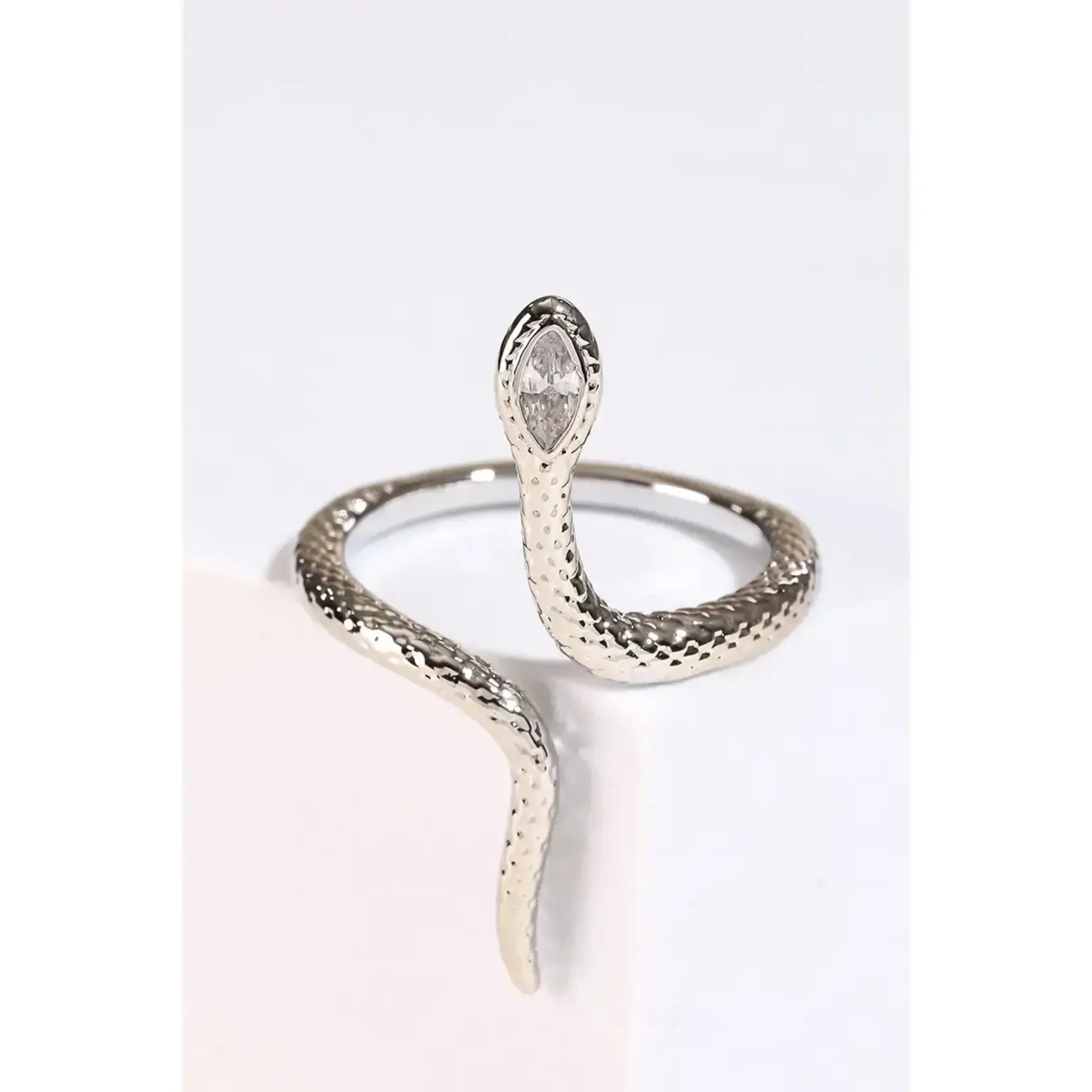 Adjustable Open Snake Ring · Silver