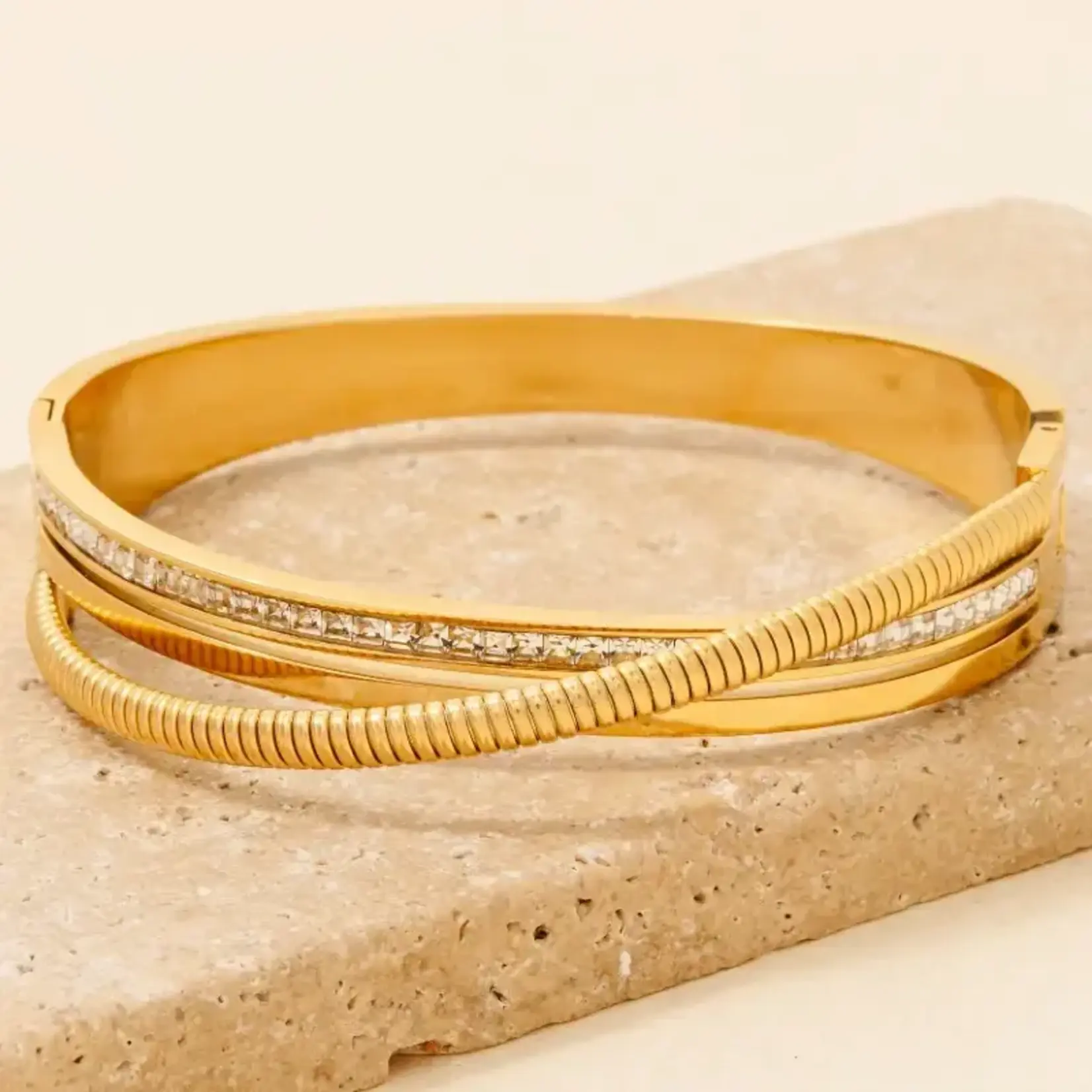 Layered Strand Pave Hinge Bracelet · Gold