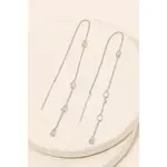 Rhinestone Teardrop Chain Dangle Earrings · Silver