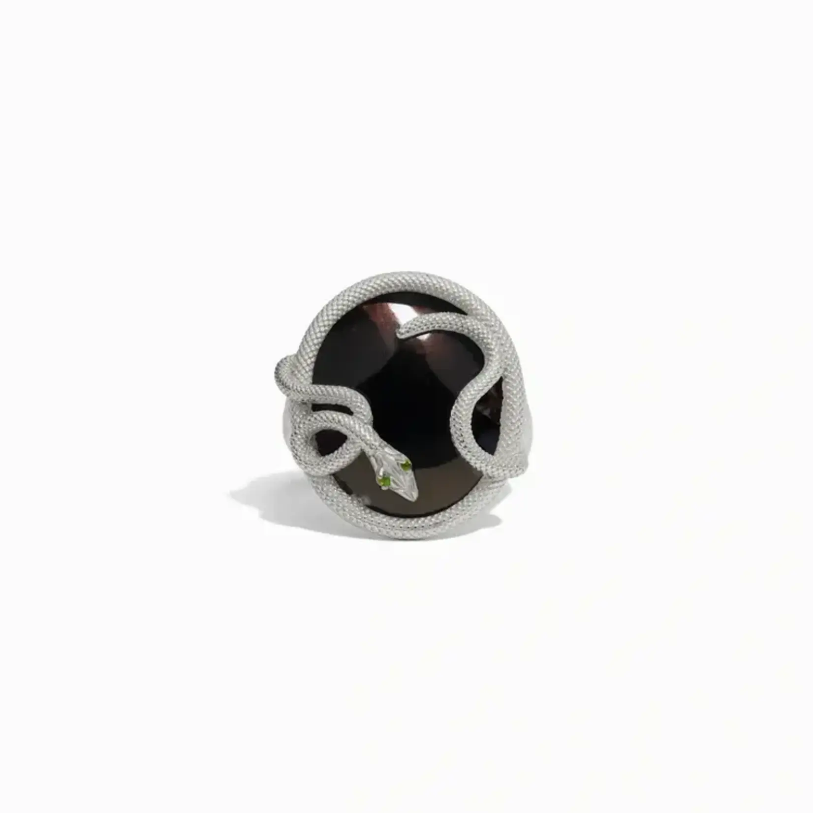 *Grey Cat's Eye Snake Statement Ring · Sterling Silver · 7