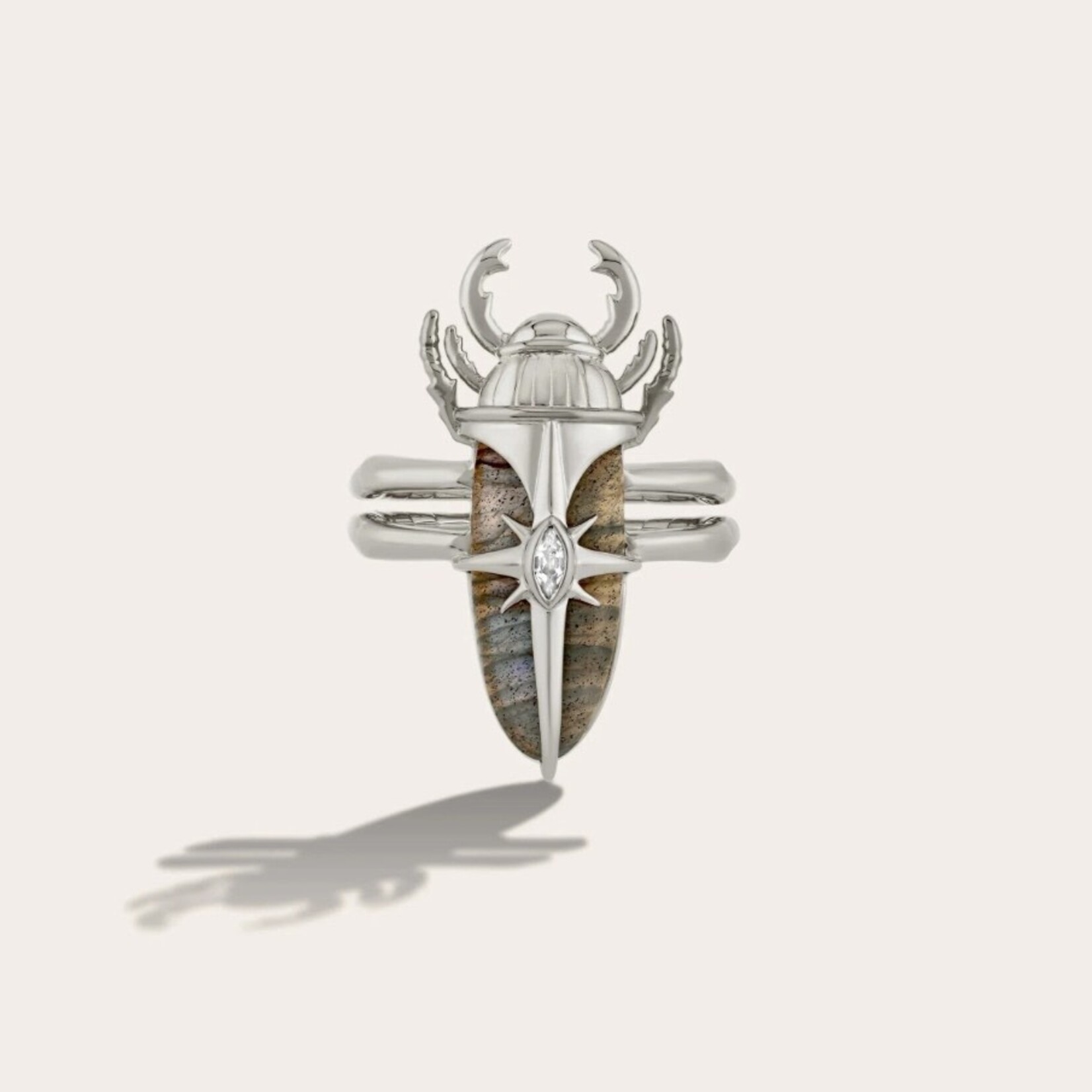 *Labradorite Beetle Ring · Sterling Silver · 7