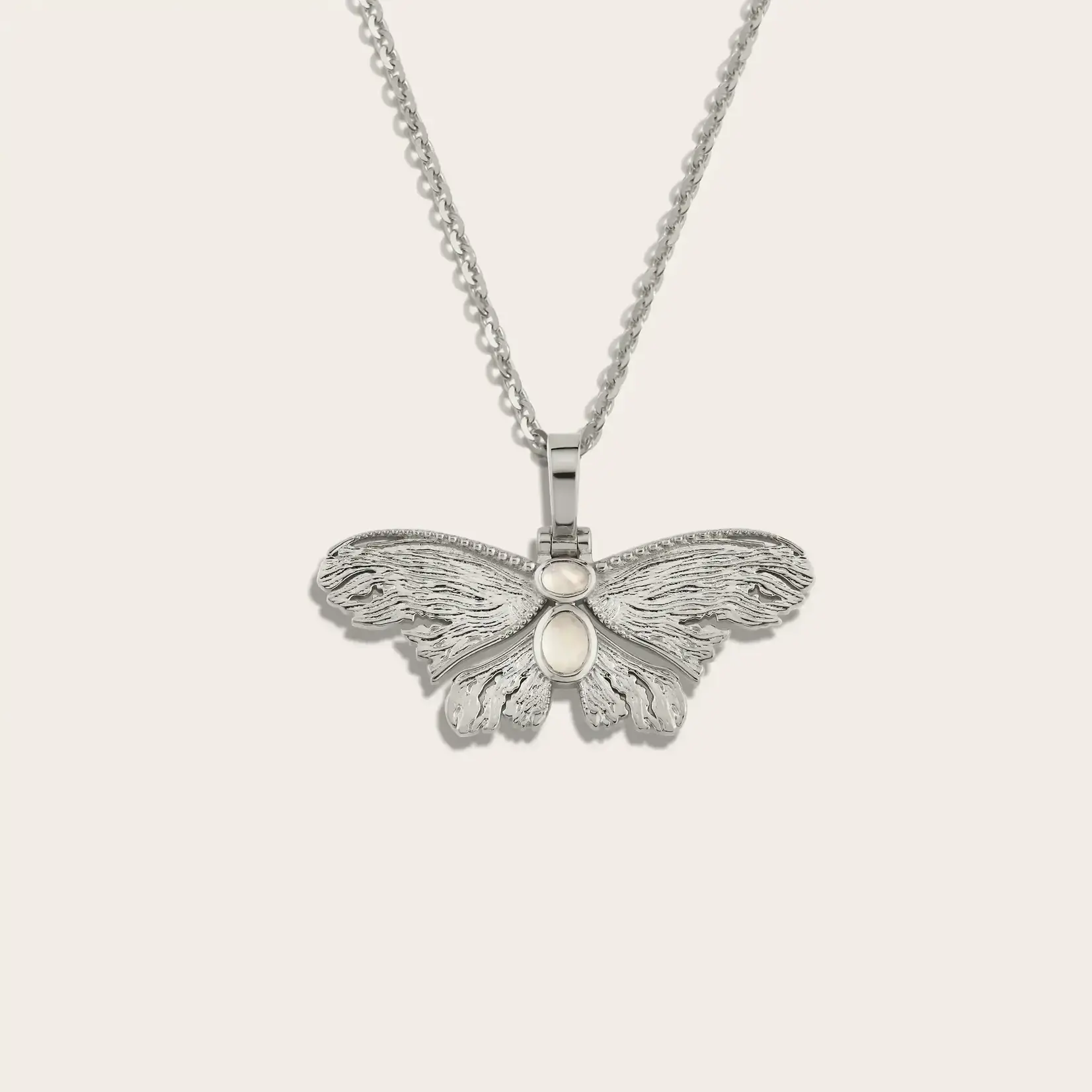 Moonstone Moth Necklace ·