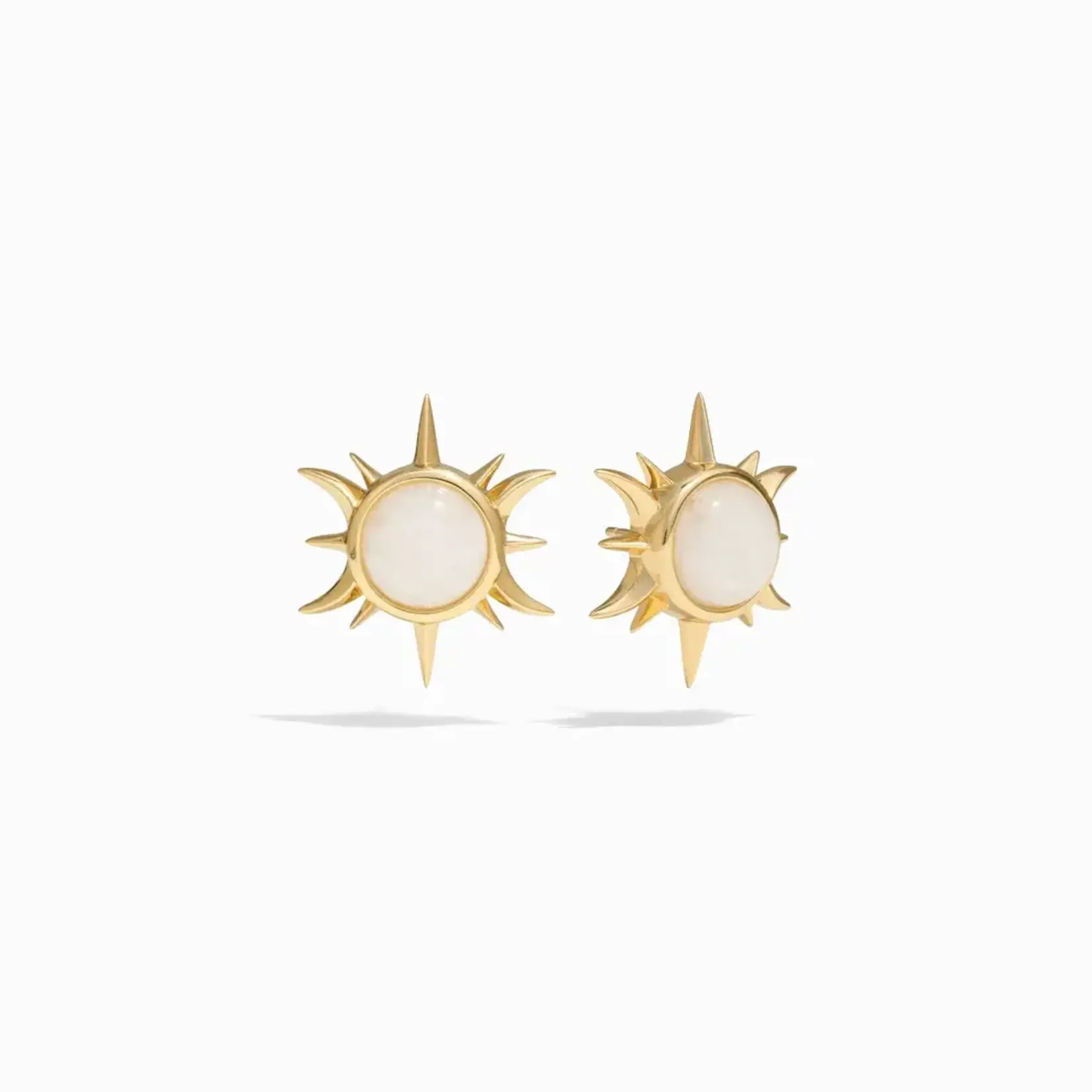 *Moonstone Triple Moon Studs · 14K Gold Vermeil