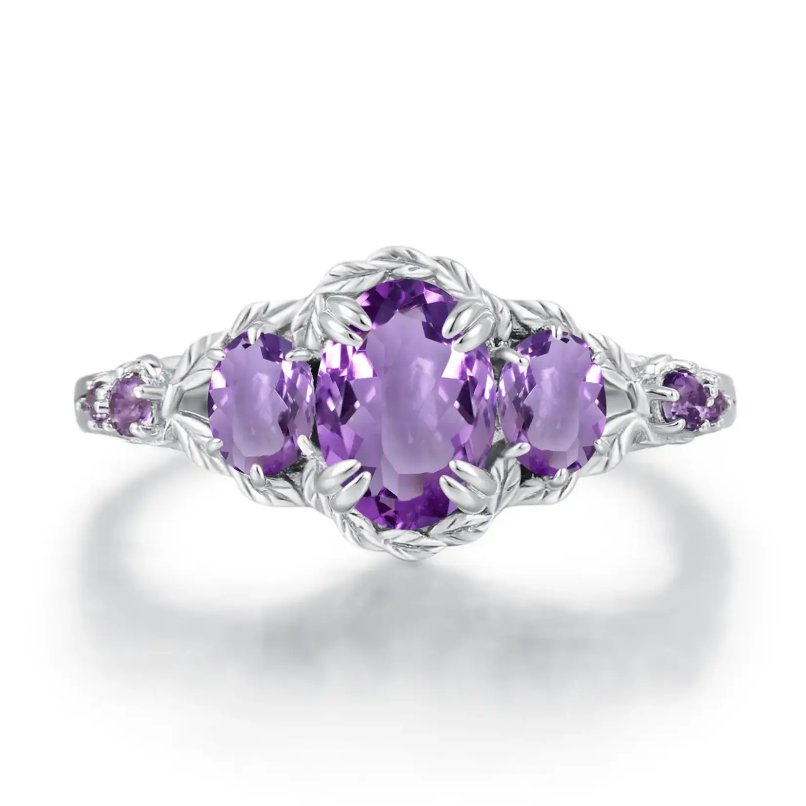 Wilderfern Amethyst Ring · White Gold Vermeil ·
