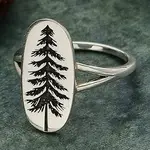 *Etched Pine Tree Ring · Silver ·