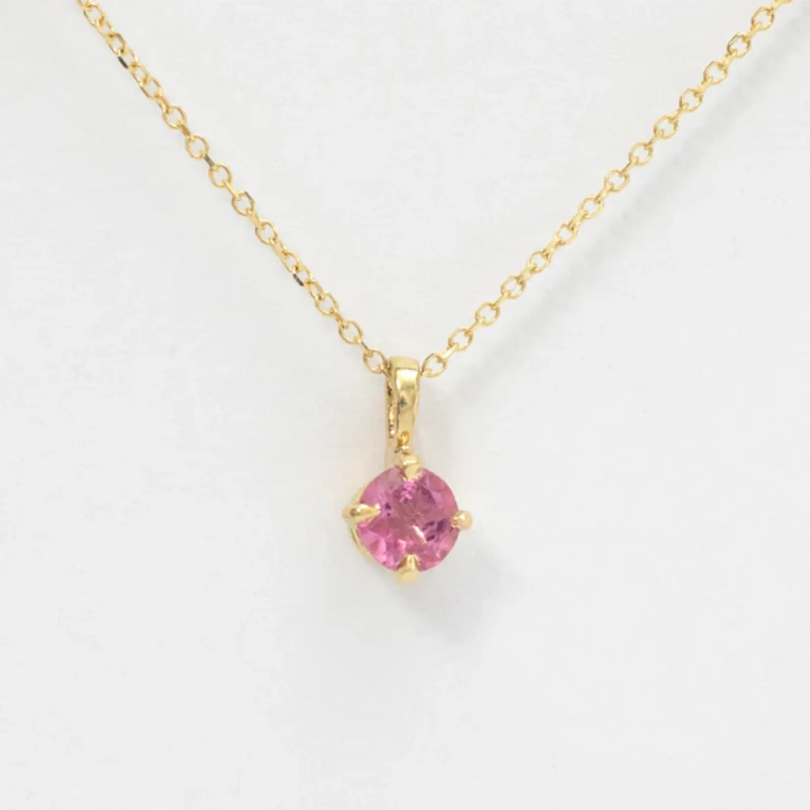 Round Pink Tourmaline Necklace · 18K Gold