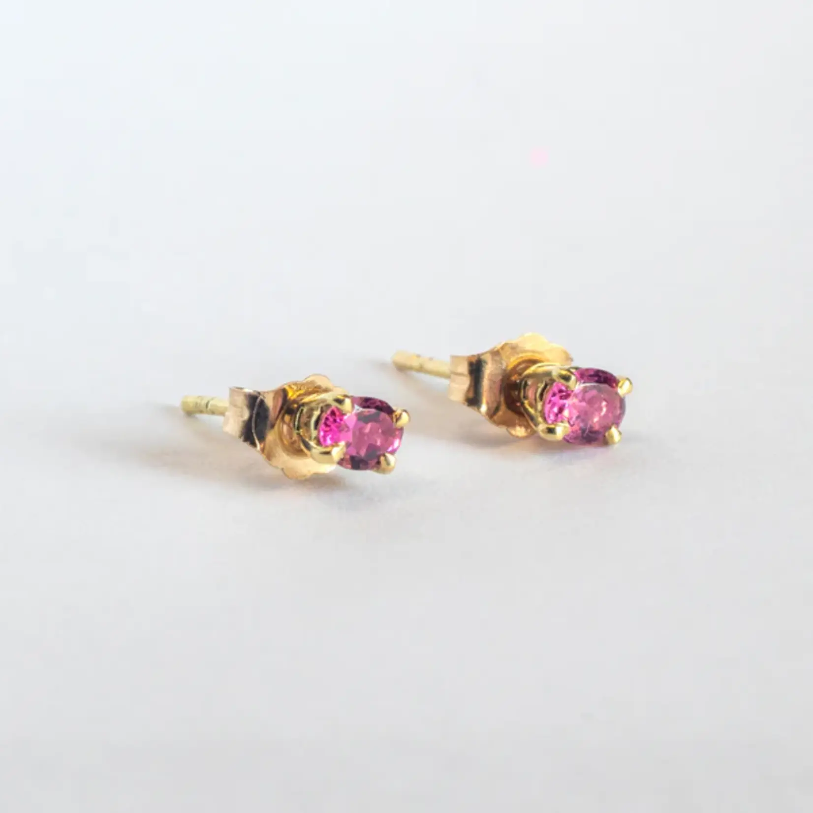 Pink Tourmaline Studs · 18K Gold
