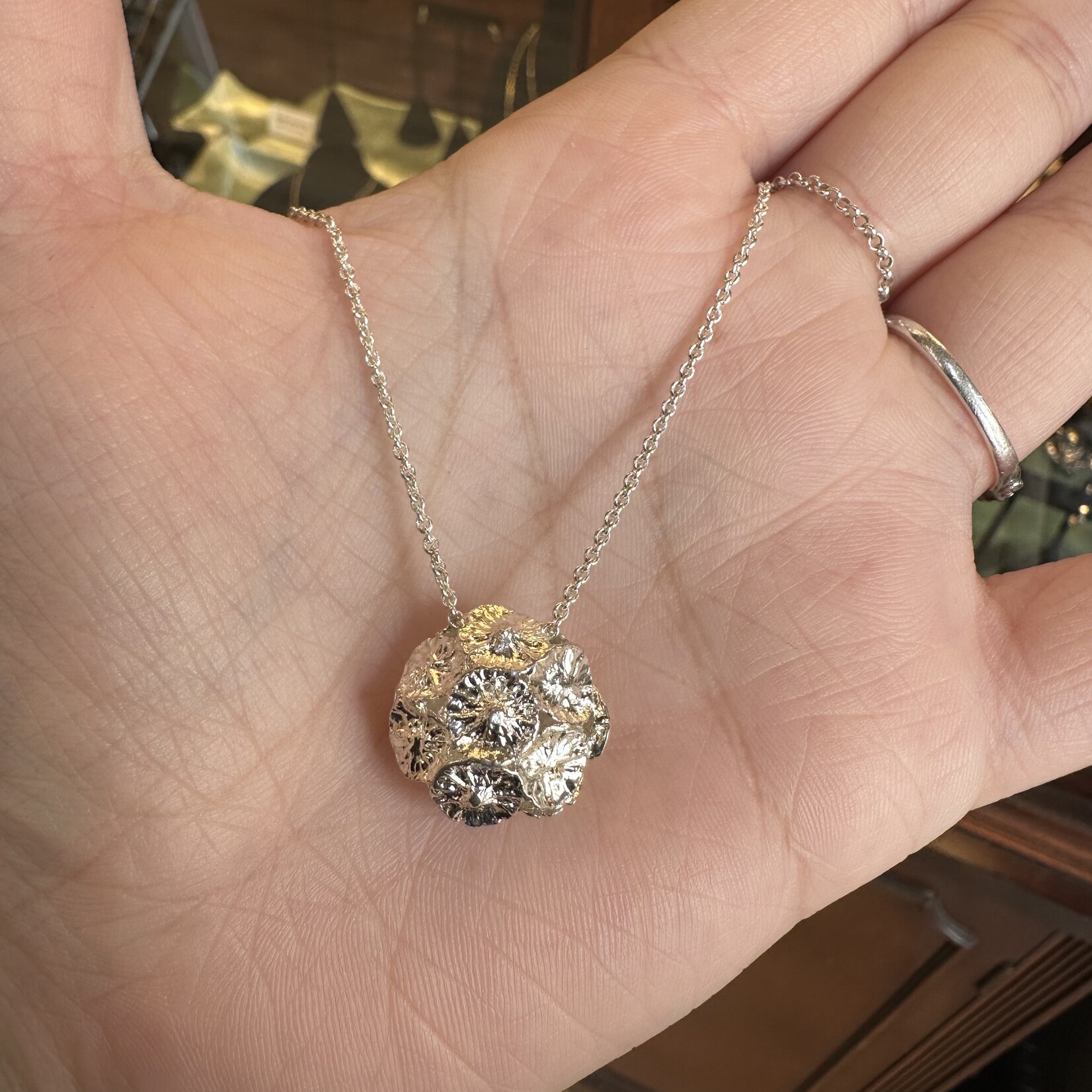 Seed Pod Sphere Necklace · Sterling Silver