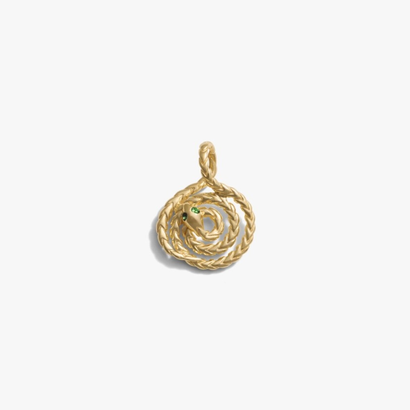 Mini Emerald Spiral Snake Coin · Pendant · 14K Gold Vermeil