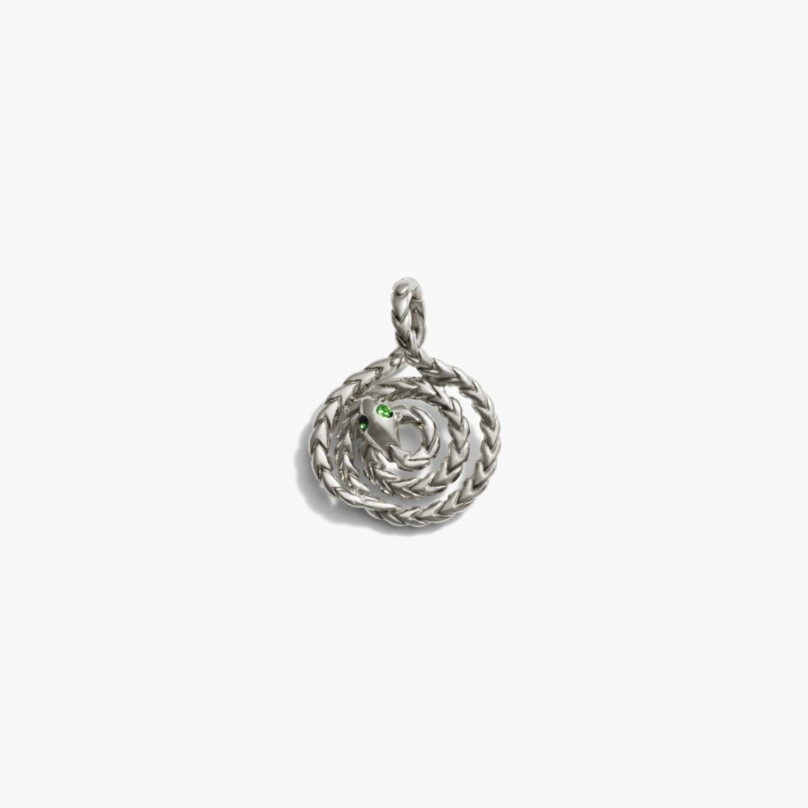 Mini Emerald Spiral Snake Coin · Pendant · Sterling Silver