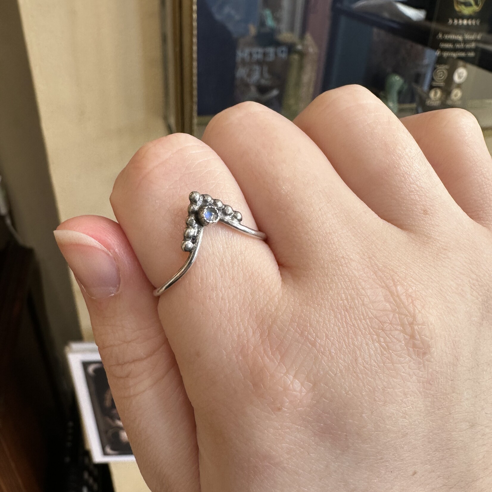 Moonstone Chevron Ring · Silver · 9.5