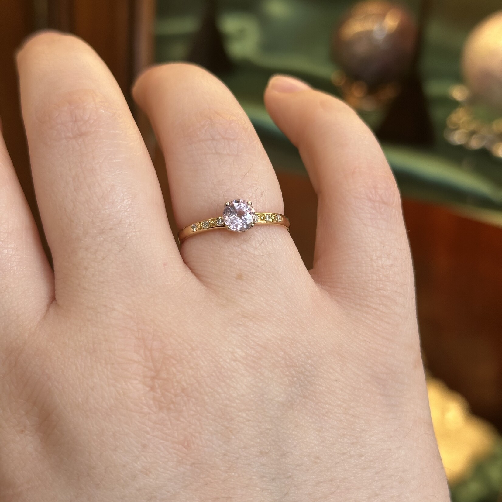 Pink Sapphire & Diamond Ring · 18K Gold