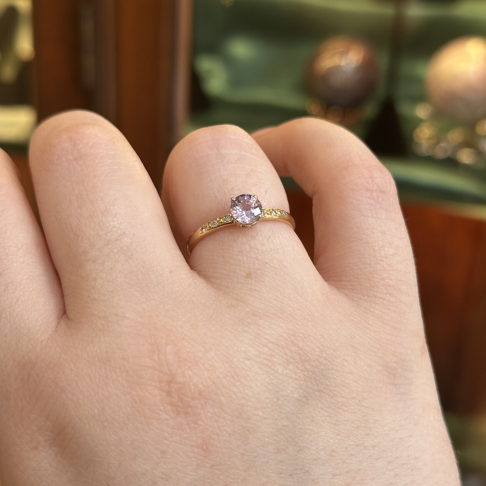 Pink Sapphire & Diamond Ring · 18K Gold