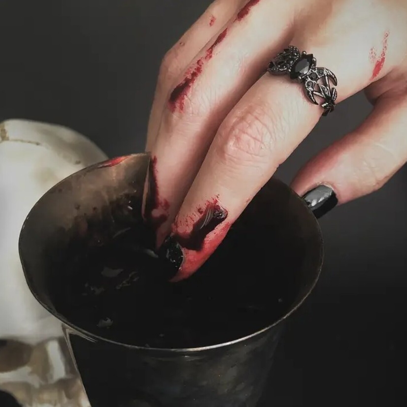 Vampire Moon Ring · Hematite Plating ·