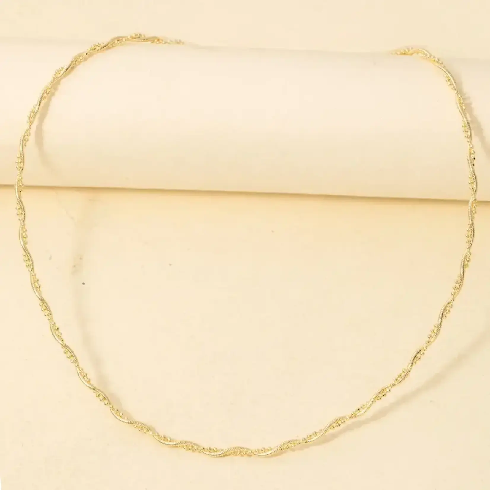 Beaded Snake Chain Twist Necklace · Gold