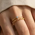 Cz Flowers and Hearts Open Band Ring · Gold