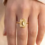 Rectangle Moon Adjustable Ring · Gold