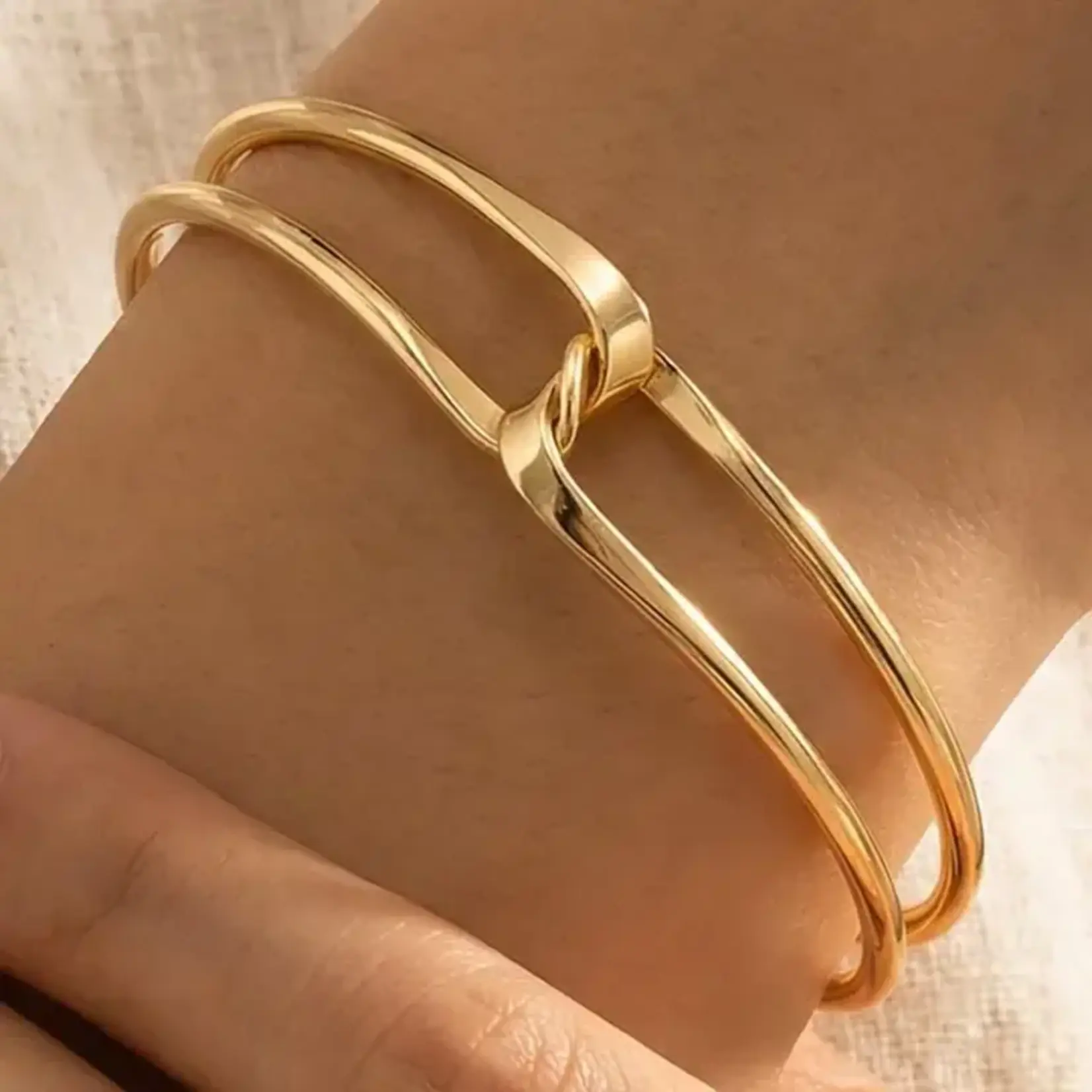 Twisted Wire Open Cuff Bracelet · Gold