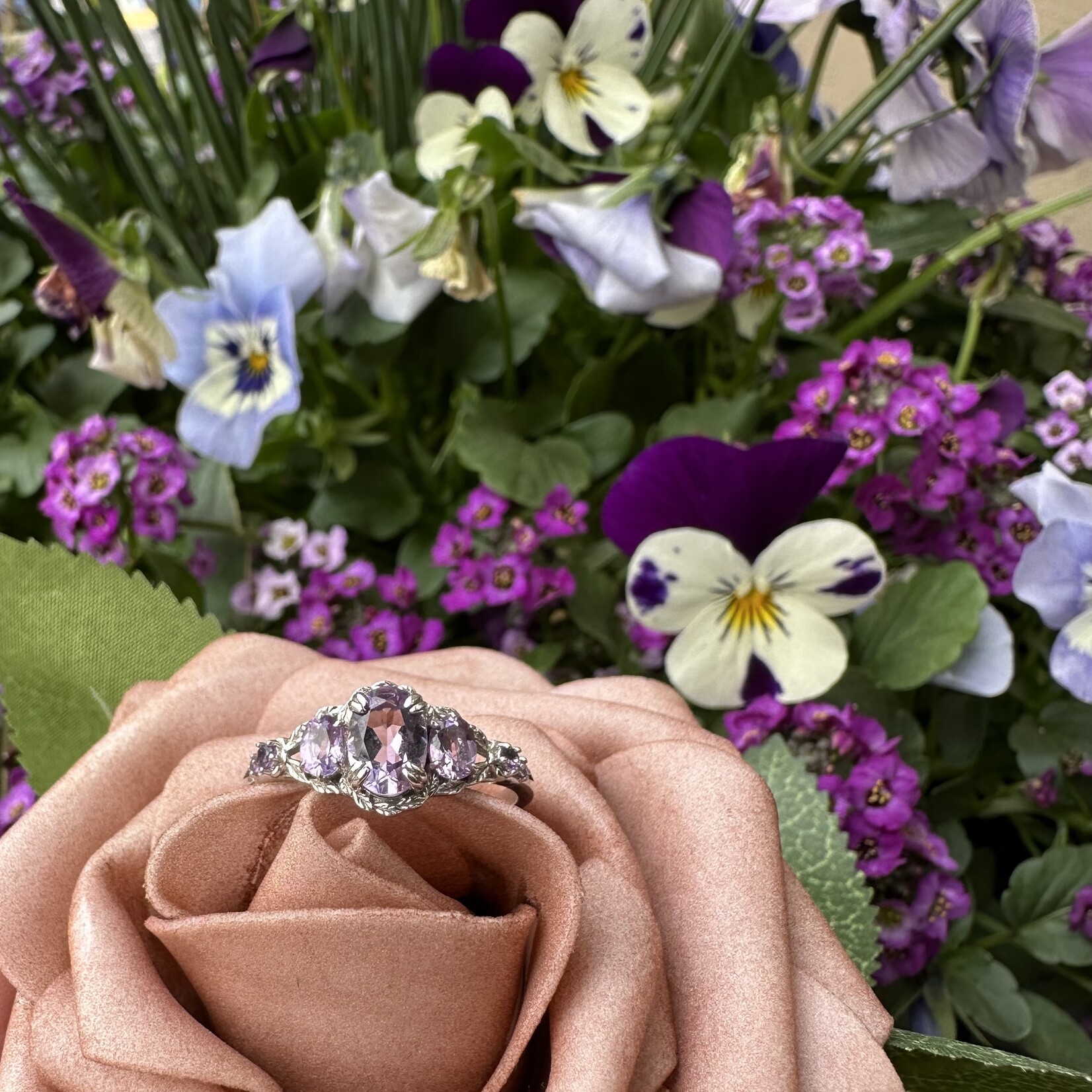 Wilderfern Amethyst Ring · White Gold Vermeil ·