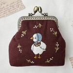Quince Fables Duck Embroidered Navy Blue Coin Purse