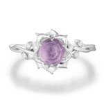 *Moonflower Amethyst Ring · White Gold Vermeil · 6