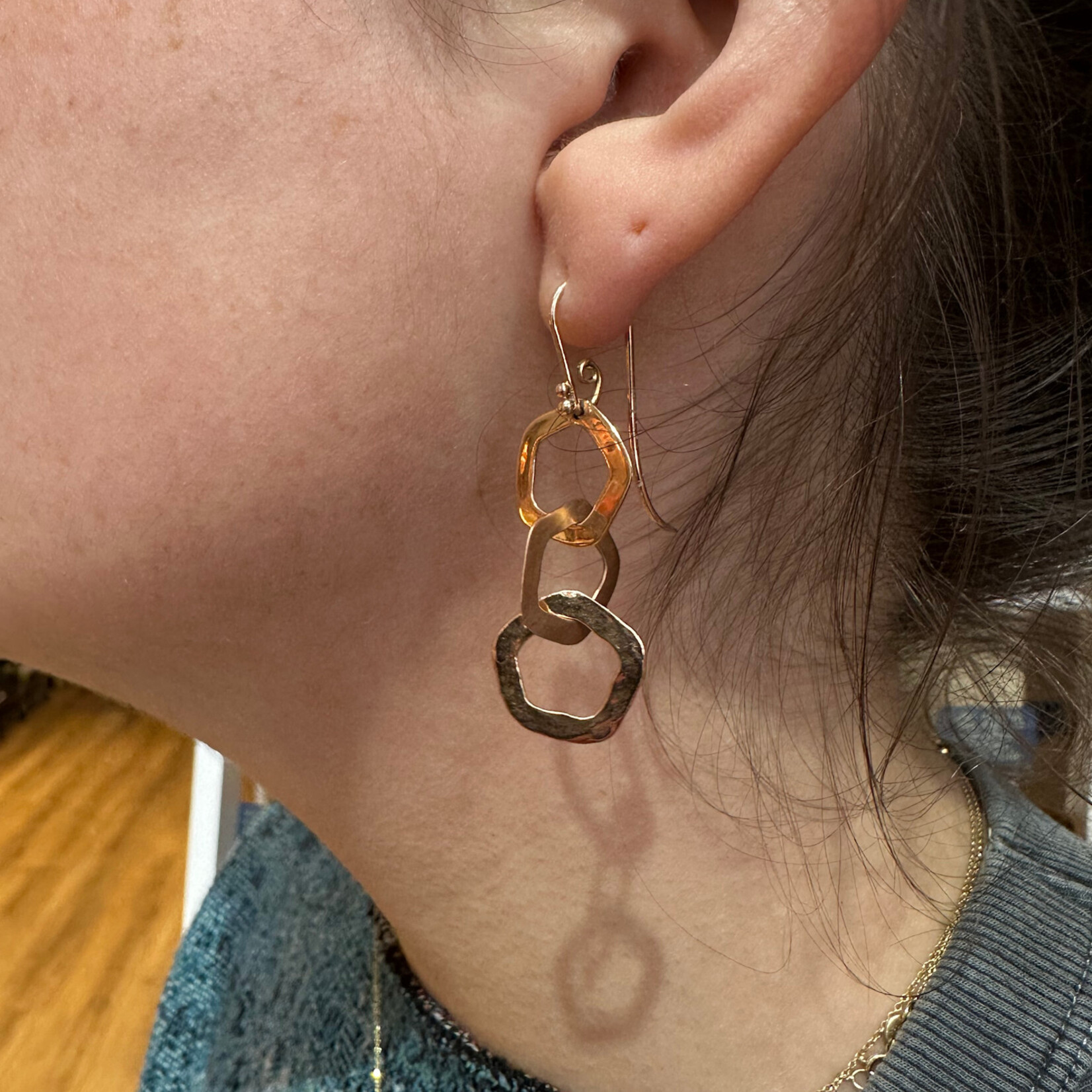 Reclaimed Gems Hand Crafted Gold Earrings | 14k Rose Gold | Estate