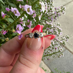 Reclaimed Gems Old Mine Cut & Sapphire Ring | 14k Yellow Gold | Size 7.5 | Circa 1900