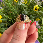 Reclaimed Gems Garnet Cab Ring | 10k Yellow Gold | Size 10.25 | Circa 1900