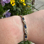 Reclaimed Gems Natural Diamond and Sapphire Bracelet | 14k Yellow & White Gold | 6.75" | Estate