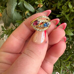 French Sapphire, Ruby, Diamond Snake Ring | 18k Yellow Gold | Size 7.25/7.5| Circa 1890's