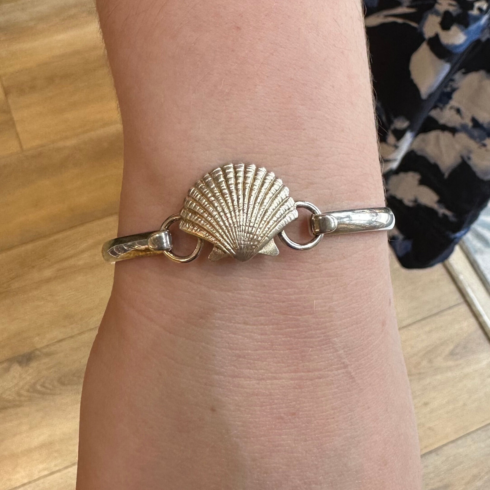 LeStage "Convertible" Scallop Shell Clasp + Bracelet | Sterling Silver | Size 6 | Estate