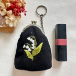 Quince Fables Floral Embroidered Lily of the Valley Keychain Pouch