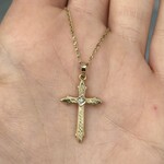 Florentine Cross with Diamond | 14K Yellow Gold | Estate
