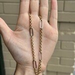 Paperclip and Rolo Chain | 14K White/Yellow Gold Two-Tone |18" | Estate