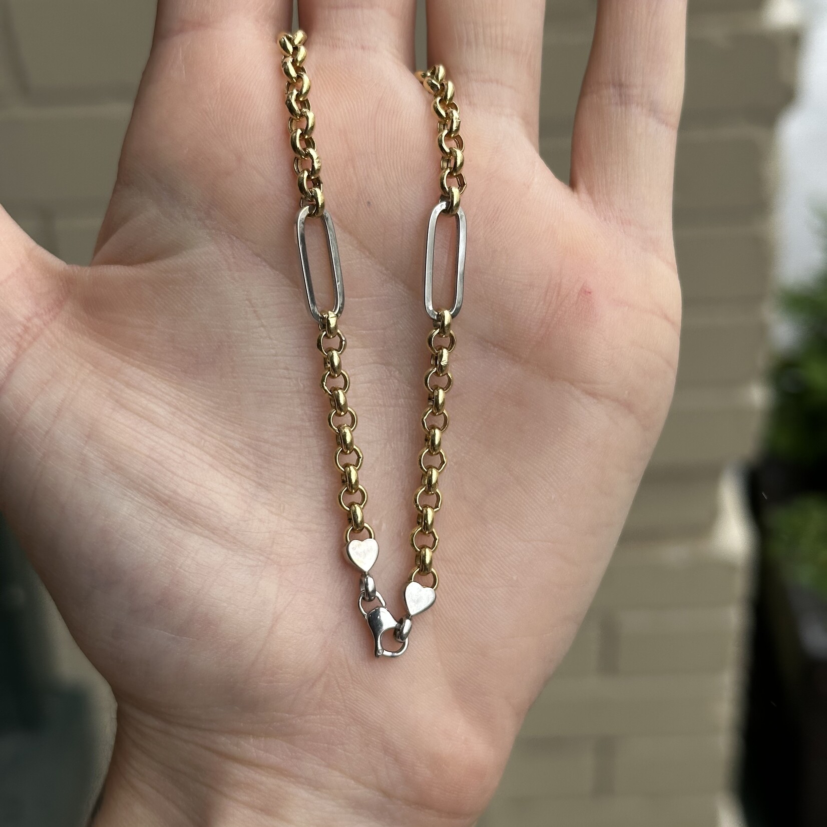 Paperclip and Rolo Chain | 14K White/Yellow Gold Two-Tone |18" | Estate