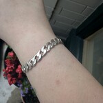Beveled Flat Curb Chain Bracelet | Sterling Silver | 8.5" | Estate
