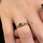 Reclaimed Gems Old Mine Cut & Sapphire Ring | 14k Yellow Gold | Size 7.5 | Circa 1900