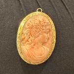 Reclaimed Gems Coral Cameo Pin/Pendant | 14K Yellow Gold | Estate