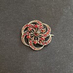 Reclaimed Gems Pinwheel Flower Garnet Pin | Garnet Gold | Antique