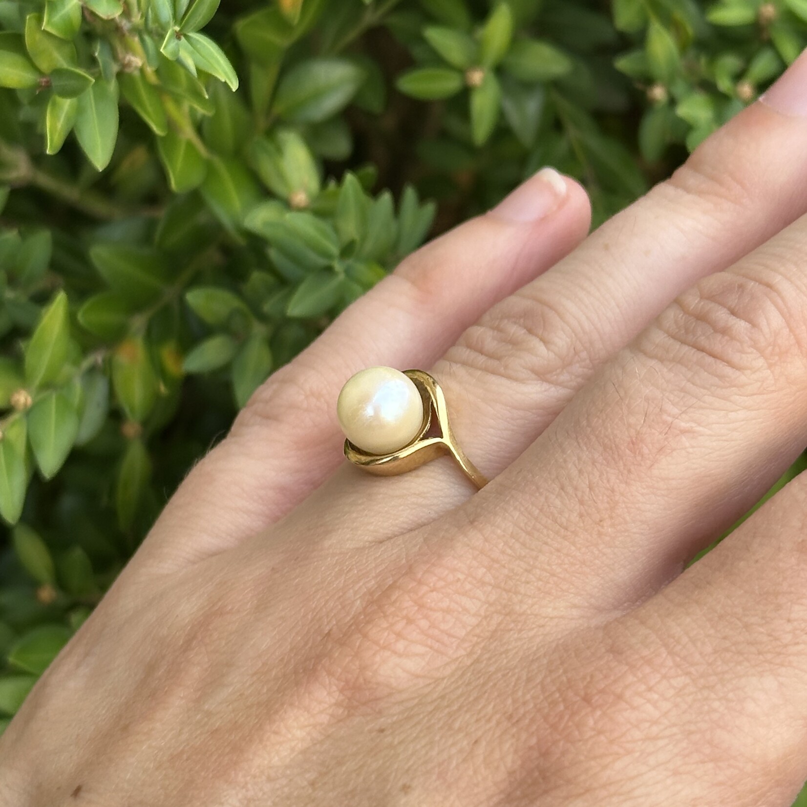 Akoya Cultured Pearl Ring | 18K Yellow Gold | Size 6.25 | Estate