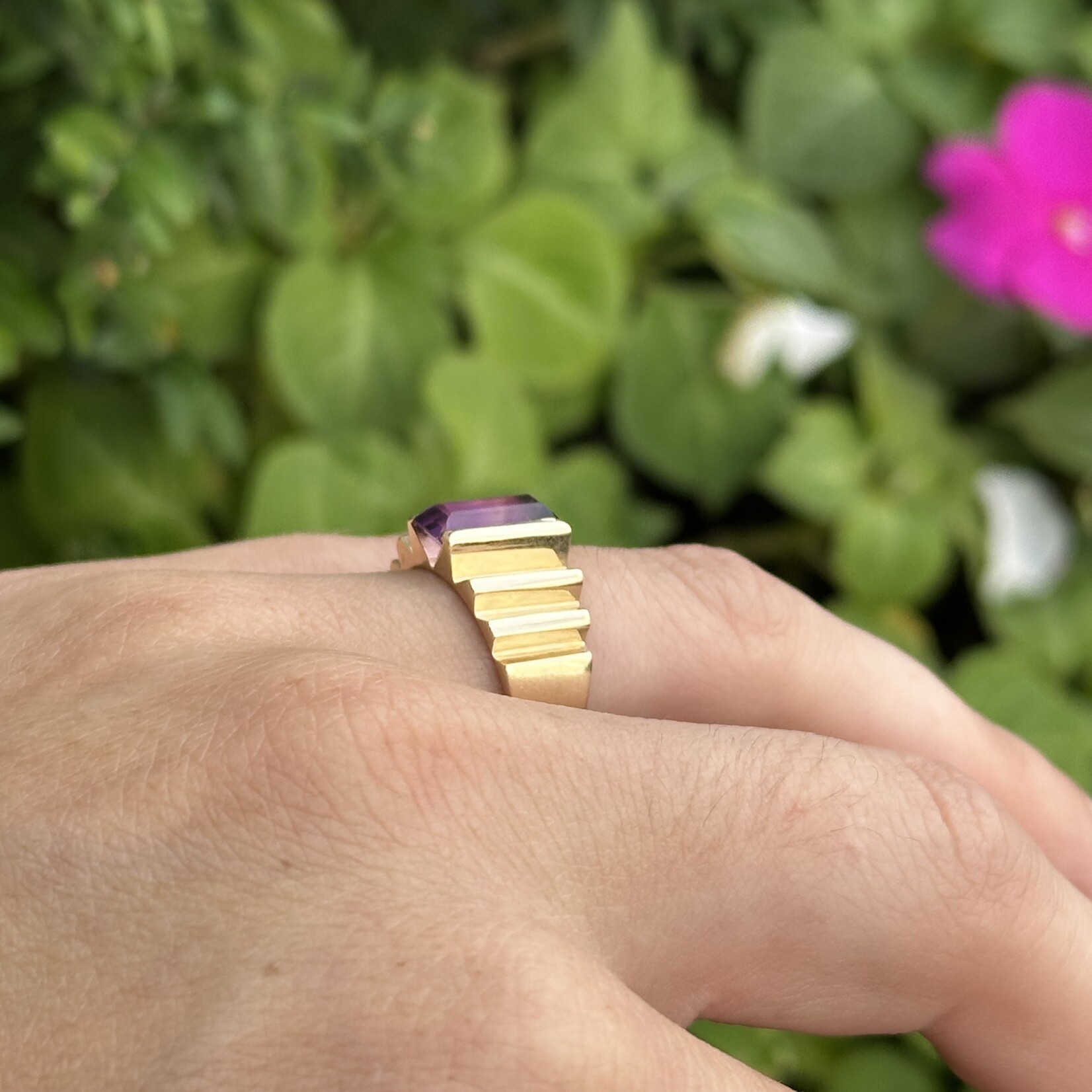 70's Amethyst Statement Ring | 14K Yellow Gold | Size 6.25 | Estate