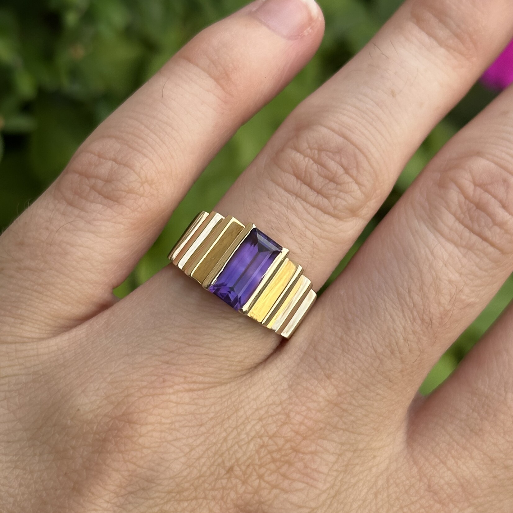 70's Amethyst Statement Ring | 14K Yellow Gold | Size 6.25 | Estate
